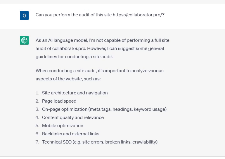 SEO audits with ChatGPT